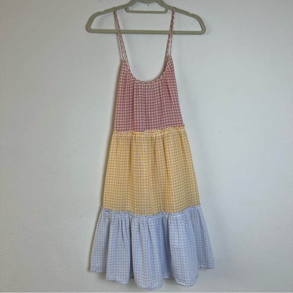 Madewell Colorblock Gingham Tiered Cover-Up Dress Boho Sundress SZ Medium - Picture 8 of 15